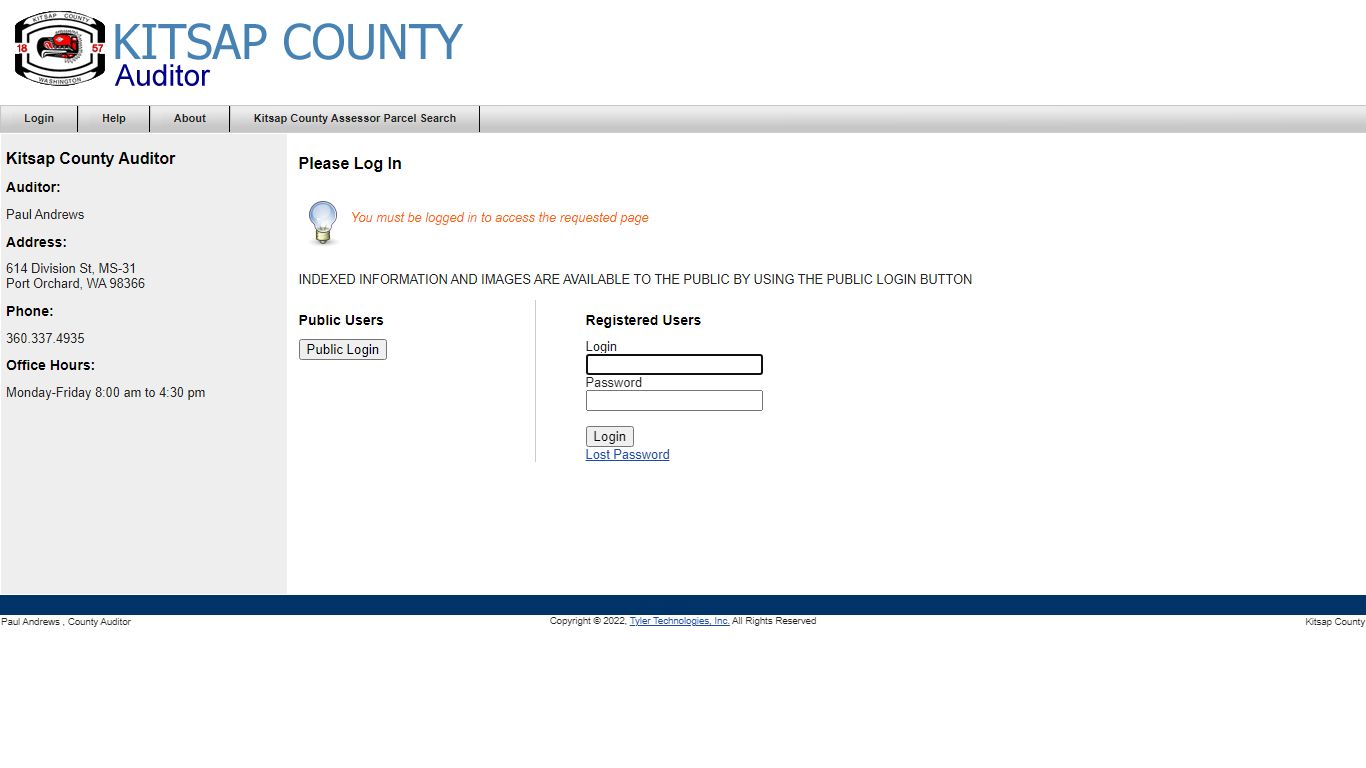 Login ID - Welcome to Kitsap County Auditor